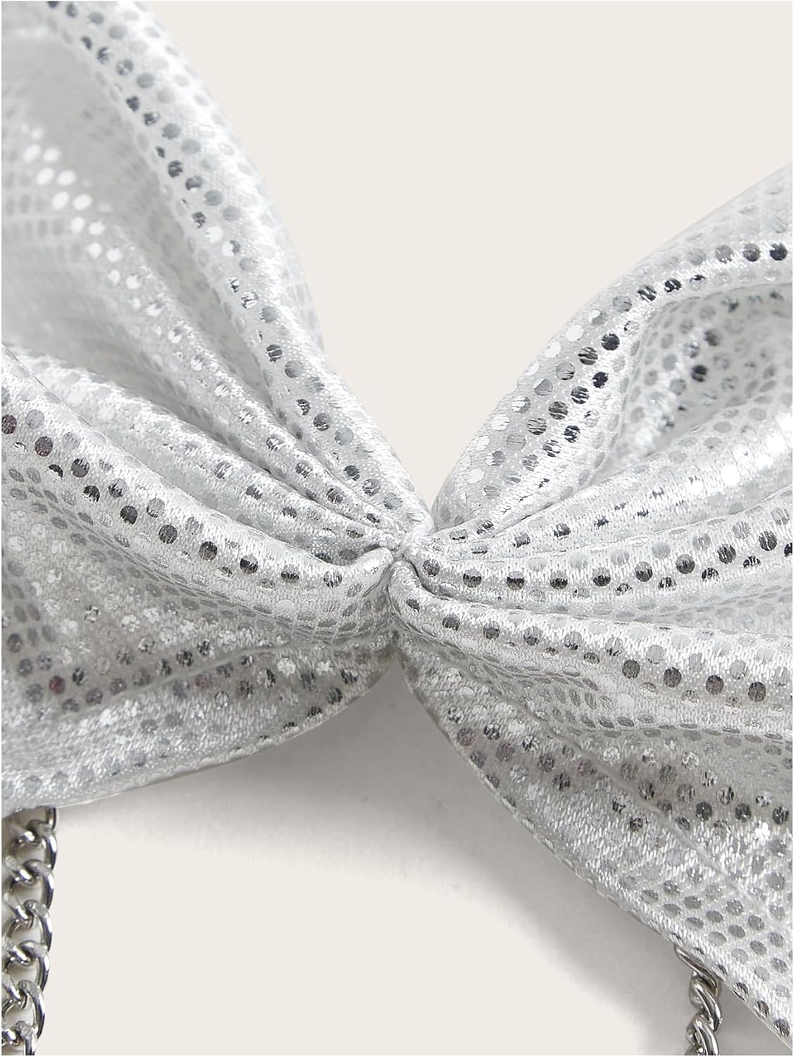 OYOANGLE Women's Sparkling Sequin Chain Crop Halter Tops Backless Micro Bow Top Y2K Rave Outfits - Image 3