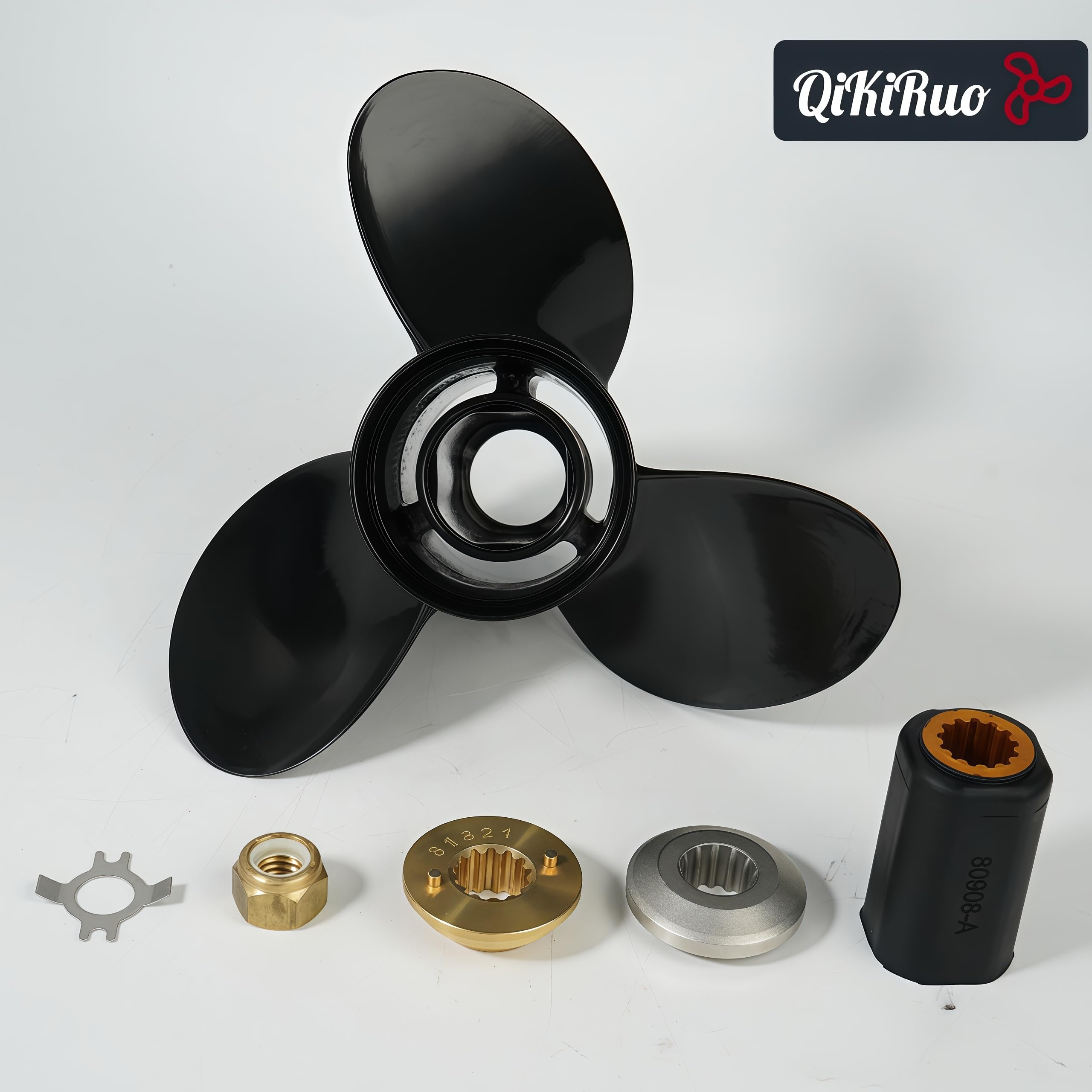 10 1/8 x 15 Propeller passend für Mercury 25/30/35/40/45/50/55/60/70/75 PS, Upgrade OEM 13 Spline Tooth Aluminium Außenbord-Requisiten, rechts, 48-73140A45