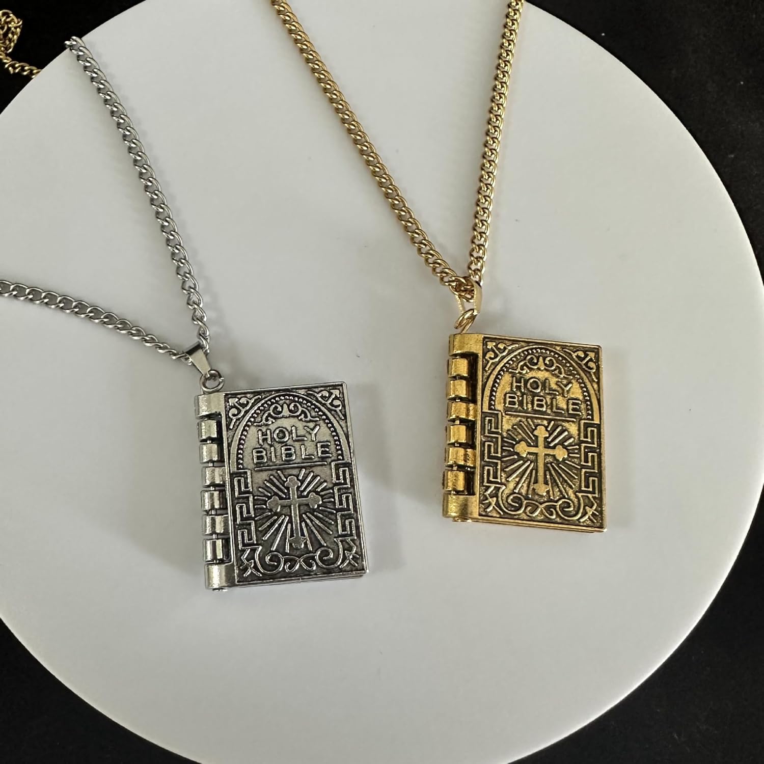 ONLYJUMP Holy Bible Book Pendant Necklace for Men Women Stainless Steel Book Necklace Retro Scripture Miniature Readable Bible Openable Prayer Verse Adjustable Chain Necklace Jewelry Gift - Image 7