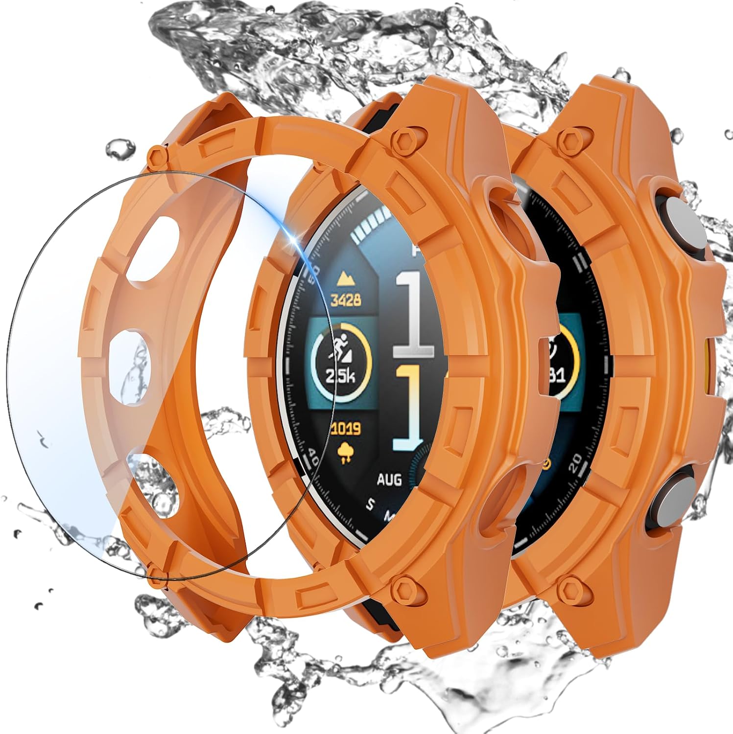 Rc-Z Screen Protector Case Compatible for Garmin Fenix 8 43 mm Watch Cover, Anti-Scratch Bumper Frame TPU Protective Case & Tempered Glass Film for Garmin Fenix 8 43mm Smartwatch, Clear
