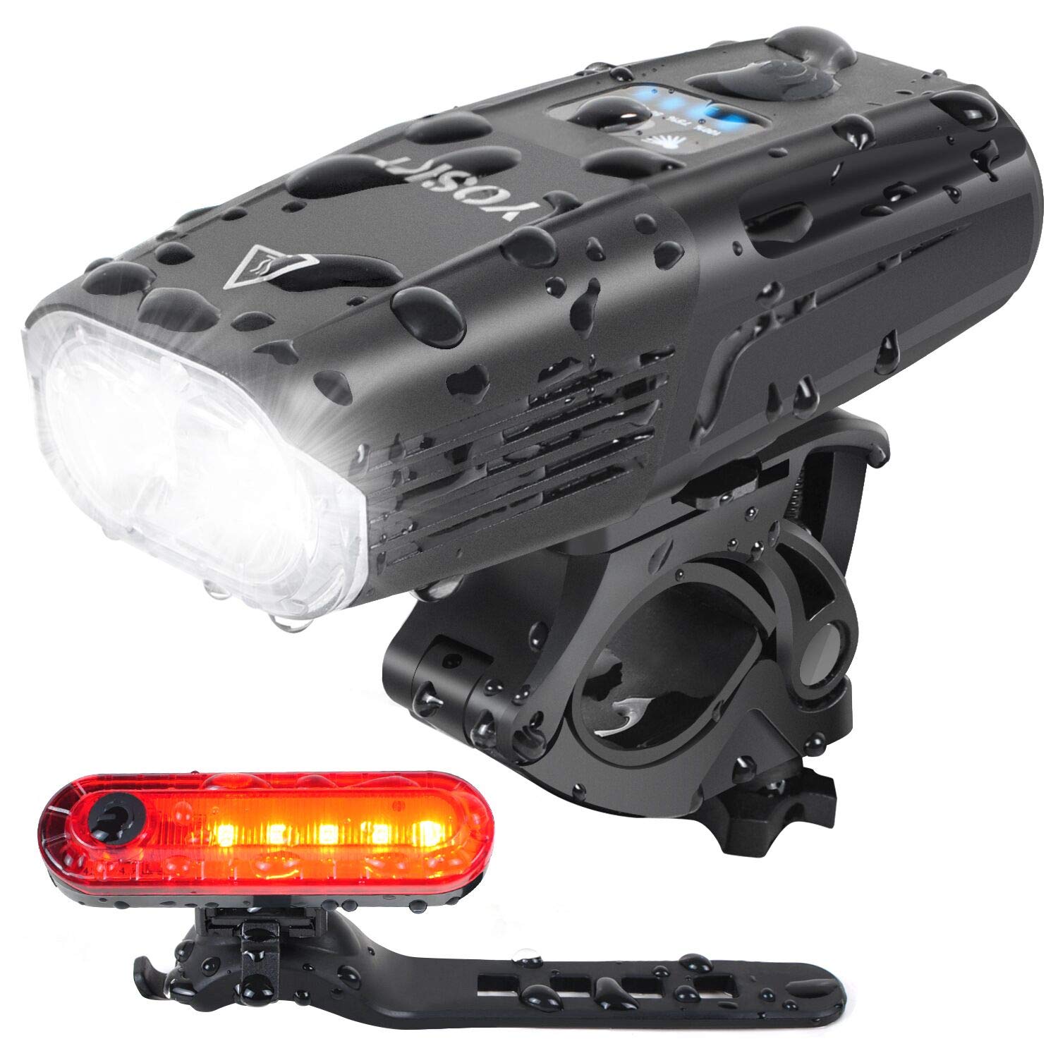 Yosky USB Rechargeable Bike Light Set - 1000 Lumens Smart Bike Headlight and Tail Light - Super Bright Bike Light Front and Back for Adults Kids Men Women Night Riding
