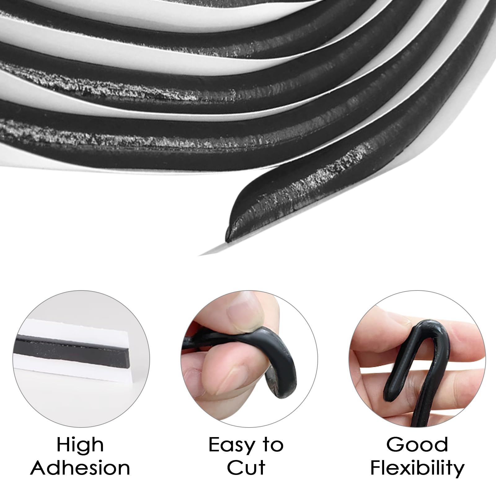 MeoZynxadril Nastro Butilico, Nero Nastro di Butile 9.5 mm x 4 m, Nastro di Butile Autoadesivo, Nastro Butilico Impermeabile, per Finestrini di Auto, Camion, Parabrezza, Finestre e Porte