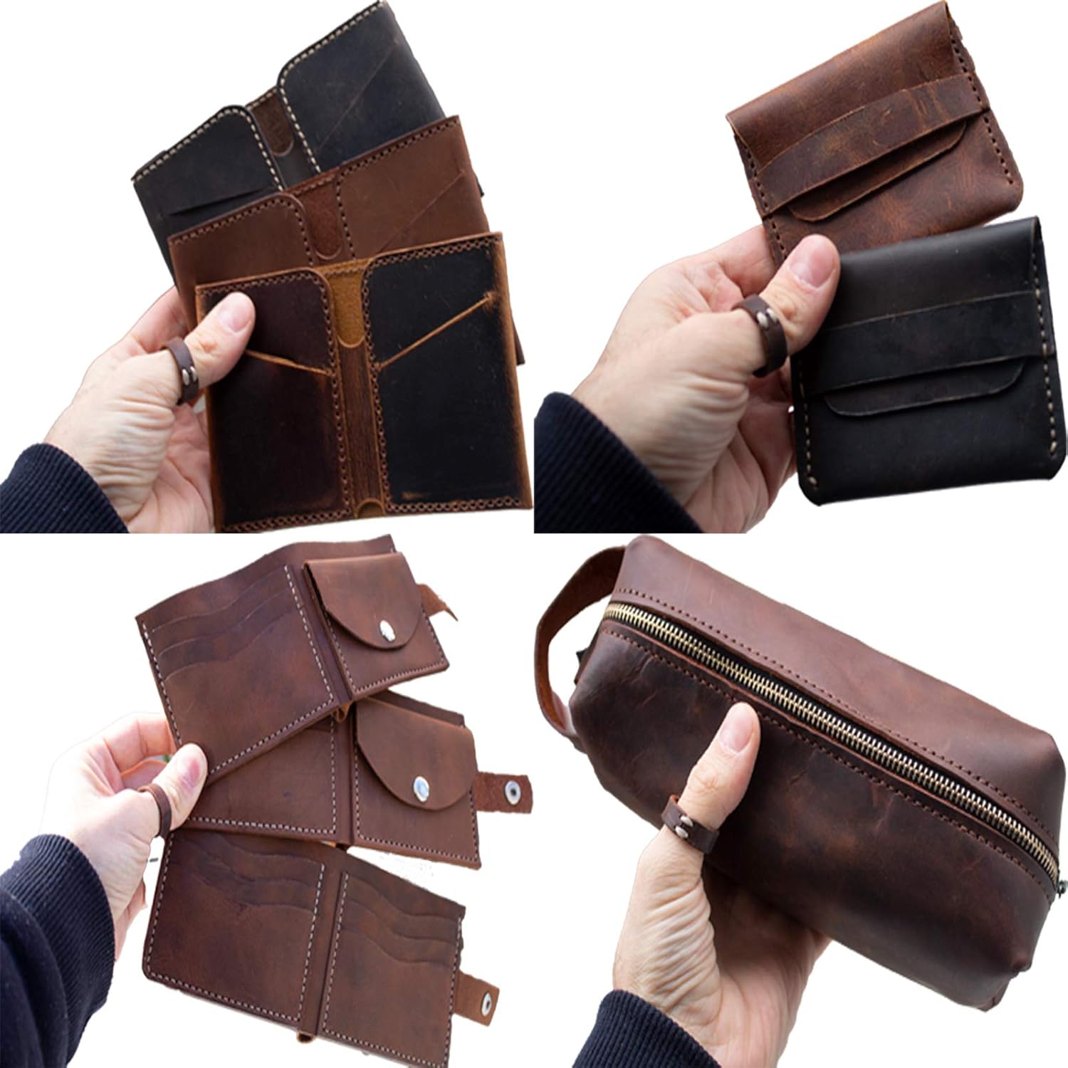 Real Leather Tooling Sheets - for Crafting Tools, Leather Wallets, Leather Materials - Thick Crazy Horse Leather Sheets - Not Faux Leather Sheets (Blue, 6"x12")