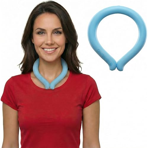 CoolTimeUSA Neck Cooling Tube | Wearable Cooling Neck Wraps for Summer Heat I Hands Free Cold Pack | Reusable Cooler (Blue)
