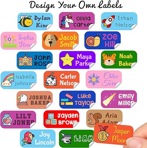 Miniatura 5 de 100 etiquetas de nombre personalizadas  Calcomanías perfectas para niños para guardería y suministros escolares  Lindas calcomanías de nombre para