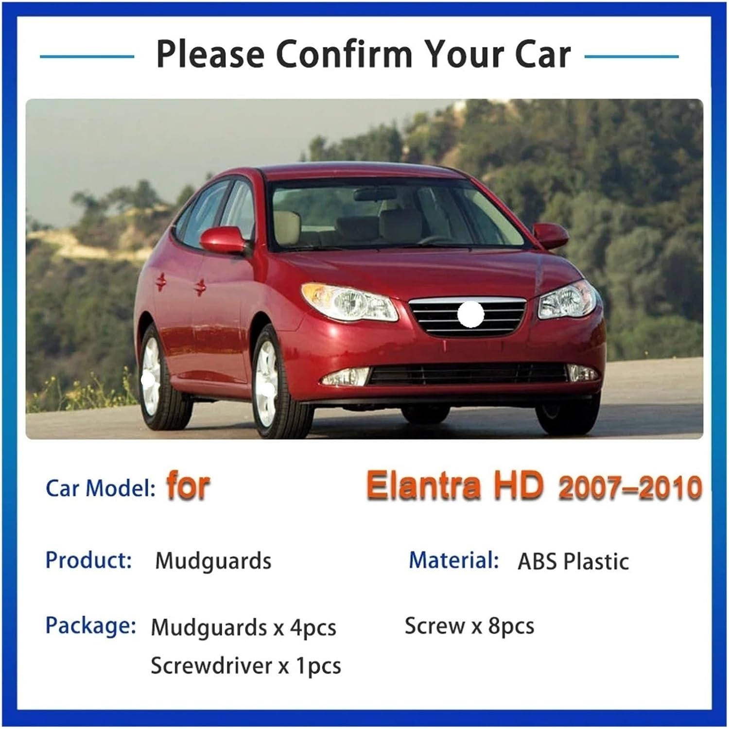 Mudguards Compatible with Hyundai Elantra 2007 2008 2009 2010 HD Mud Flaps Splash Guards Flap Fender Rear Wheel Car Styling 4Pcs Accessories