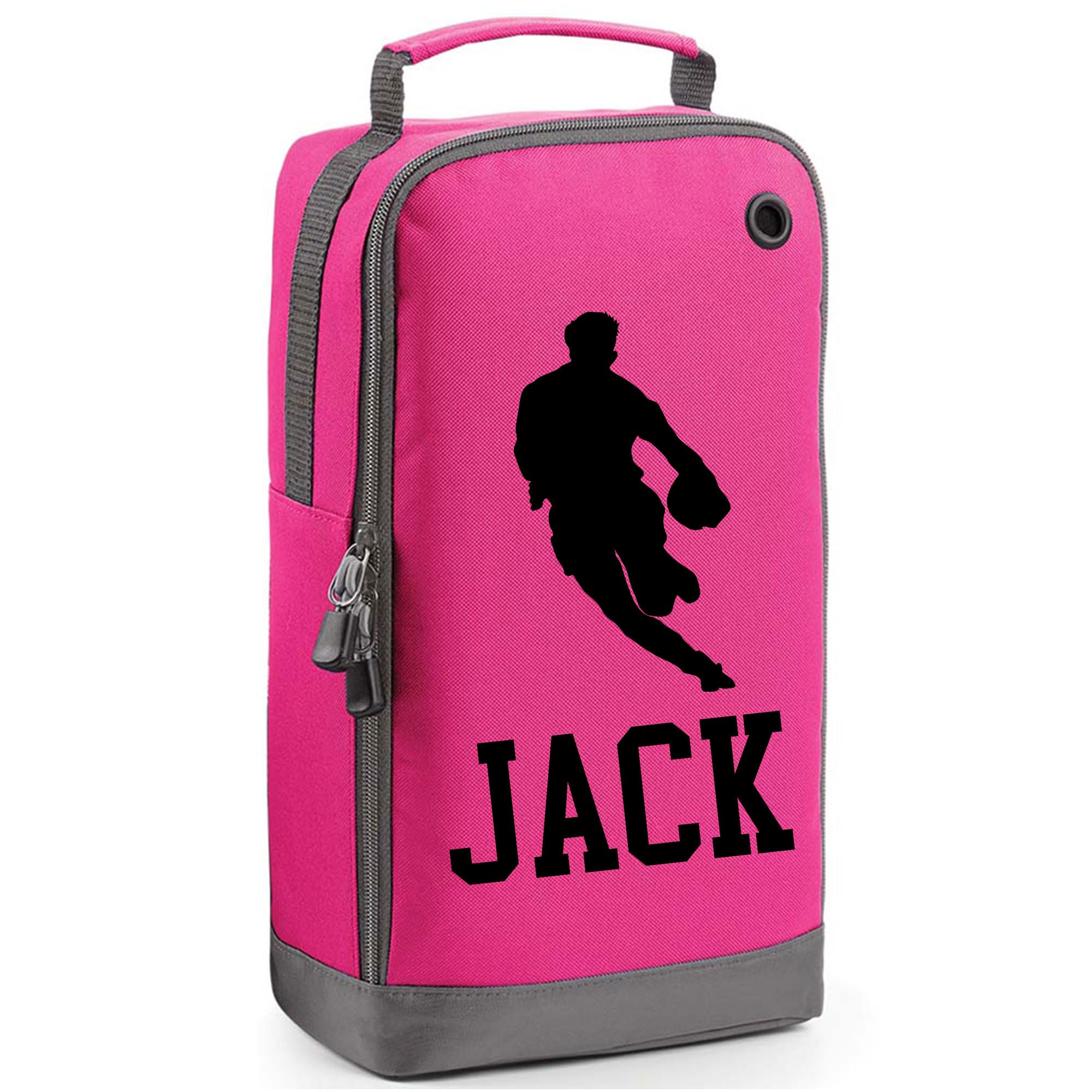 Personalised Rugby Boot Bag Shoe Bag Rugby Player Gift Shoe Sports Bag Personalised with Name Rugby Player Design Sports Gift Pink
