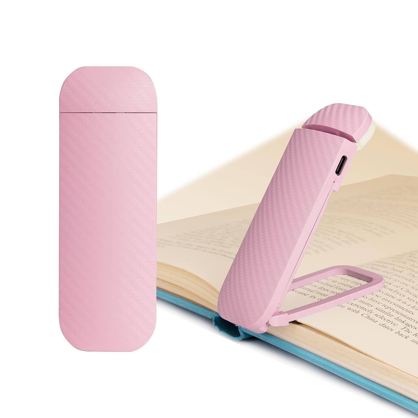 Clip on Book Light, Rechargeable Light for Night Reading in Bed, Pink