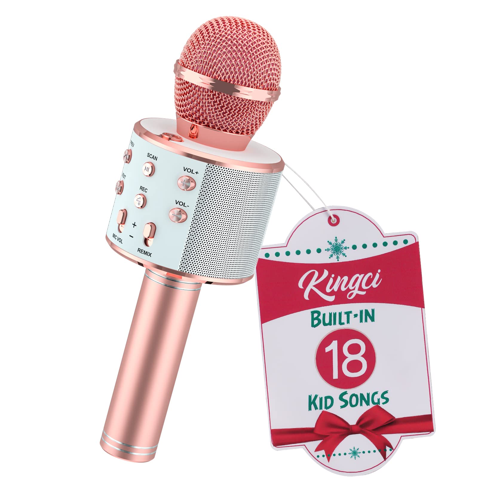 Kids Microphone, Girls Toy Microphones for Toddler Singing Bluetooth + 18 Pre-Loaded Nursery Rhymes, Birthday Gifts Toys Microphone for 3 4 5 6 7 8 9 10 12 Year Old Girls Boys