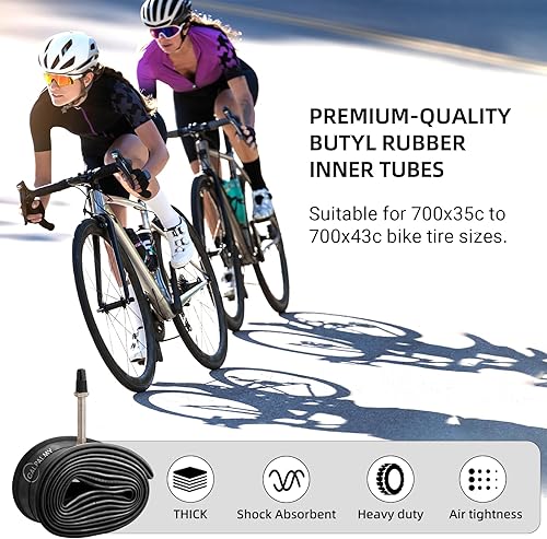 Miniatura 3 de CALPALMY Paquete de 2 tubos de bicicleta 700c, 700 x 3543c, válvula Schrader y válvula Prseta, compatible con 700x35C 700x36C 700x37C 700x38C