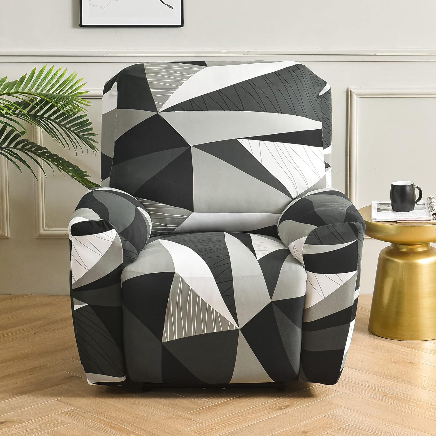 4PCS Printed Lazy Boy Chair Covers Recliner Slipcovers Stretch Printed Sofa Cover Furniture Protector Leather Recliner Chair Cover Stretch Recliner Slipcovers,01