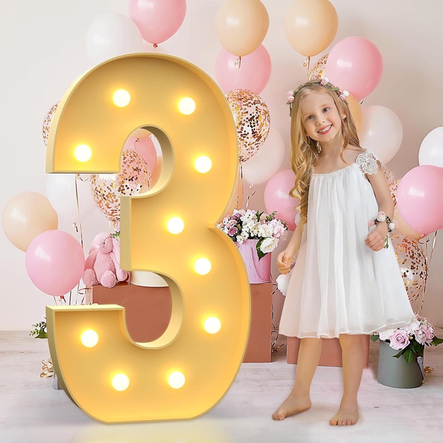 4FT Marquee Light Up Numbers Letters, Mosaic Numbers for