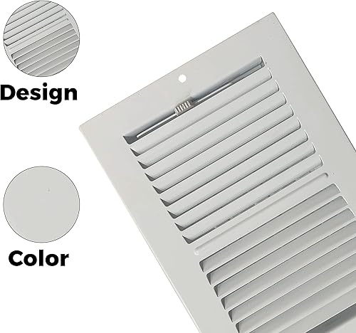 Miniatura 4 de Rejilla de flujo de aire de 2 vías de alta calidad de 4 x 12 pulgadas en acabado blanco glaciar  Difusor de aire de 2 vías de 4 x 12 pulgadas
