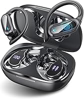 TRAUSI i27 Wireless Earbuds Bluetooth 5.4: 54H Playtime, Noise Cancelling Mic, IPX7 Waterproof Earhooks for Sports & Workouts - Black