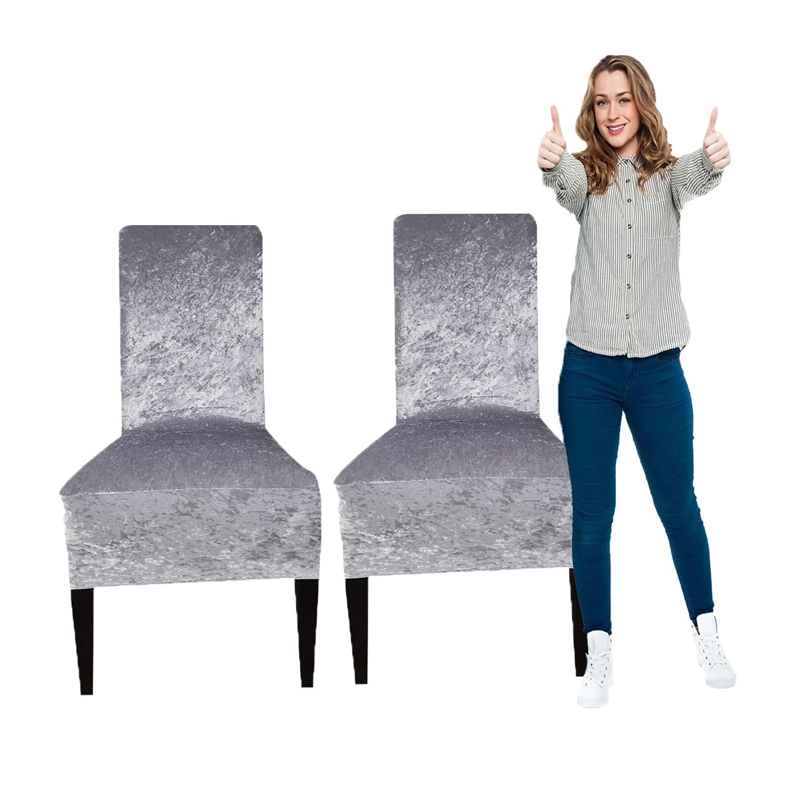 NMVAWIPT Crushed Velvet Dining Chair Covers Elastic Stretch Washable Removable Protective Seat For Wedding Banquet Party(R6,2pcs)