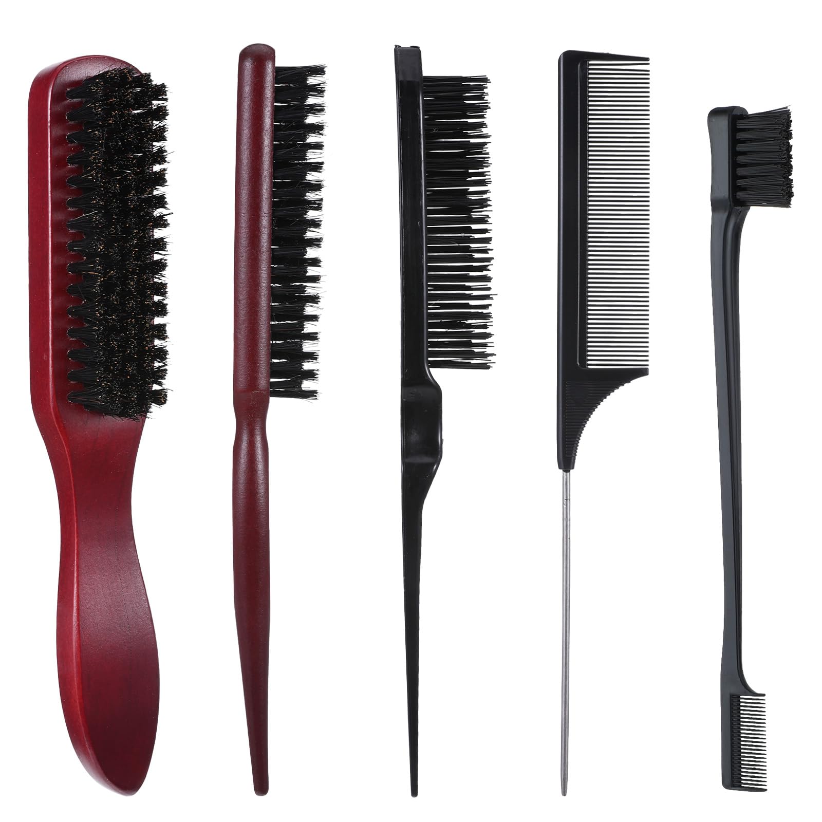 Amazon.com : cobee 5 Pcs Slick Back Hair Brush Set, Bristle Hair