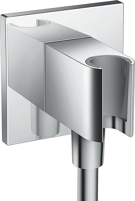 hansgrohe FitFix E - przyłącze węża z uchwyt prysznicowy, wspornik prysznicowy, uchwyt głowicy prysznicowej, akcesoria łazienkowe, chrom