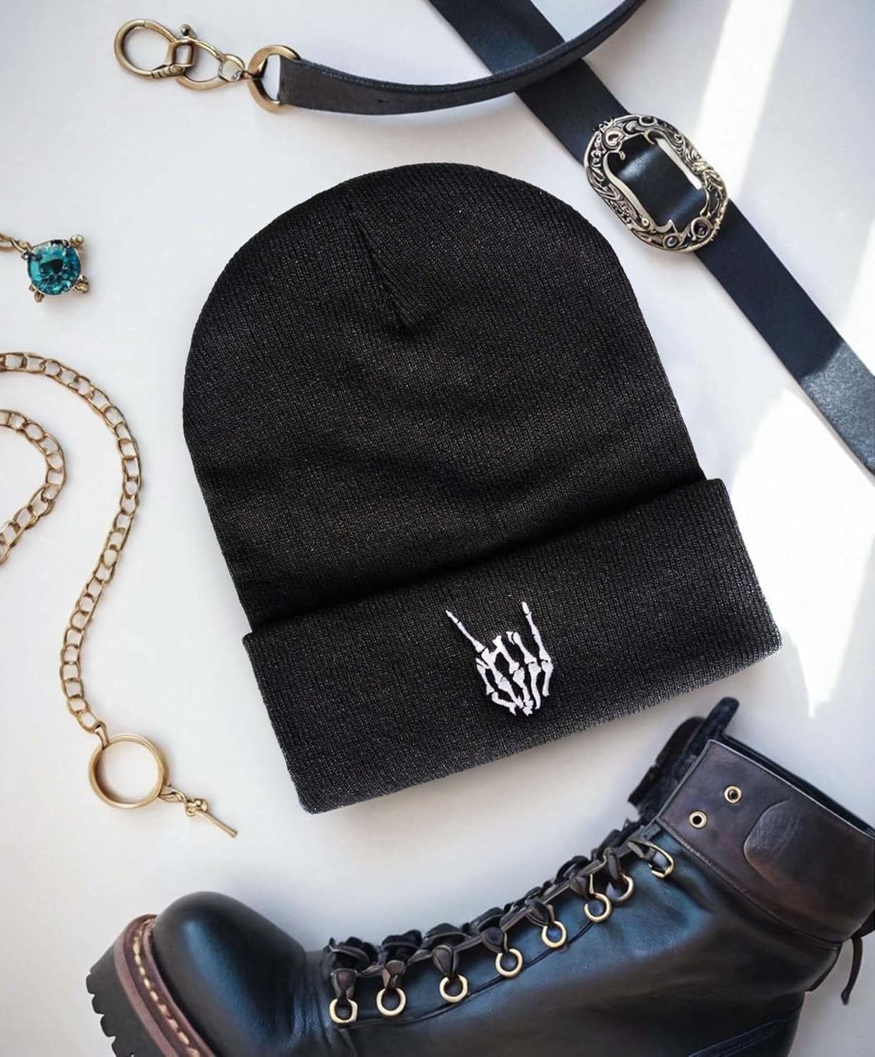 Gothic Skull Beanie Hats for Men Women, Skeleton Cuffed Winter Hat for Goth Gifts, Indoor and Outdoor Outfit Matching - Image 7
