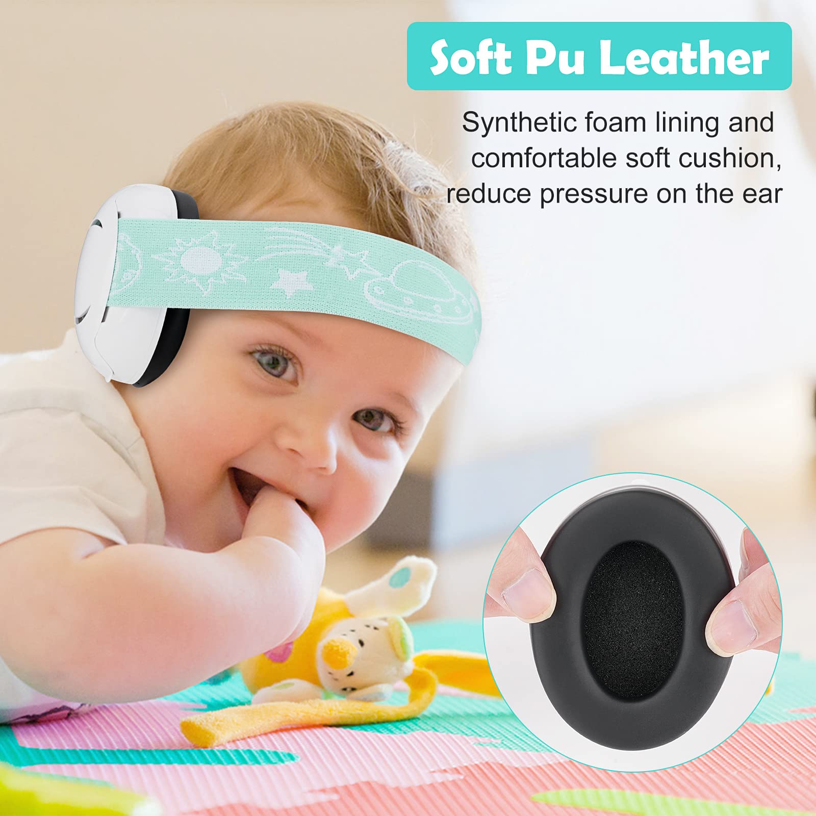 Baby Ear Defenders e protezioni, protezioni per le orecchie dei bambini con morbido cuscino regolabile paraorecchie a cancellazione di rumore per bambini compresa tra 3 mesi e 2 anni 25dB NNR