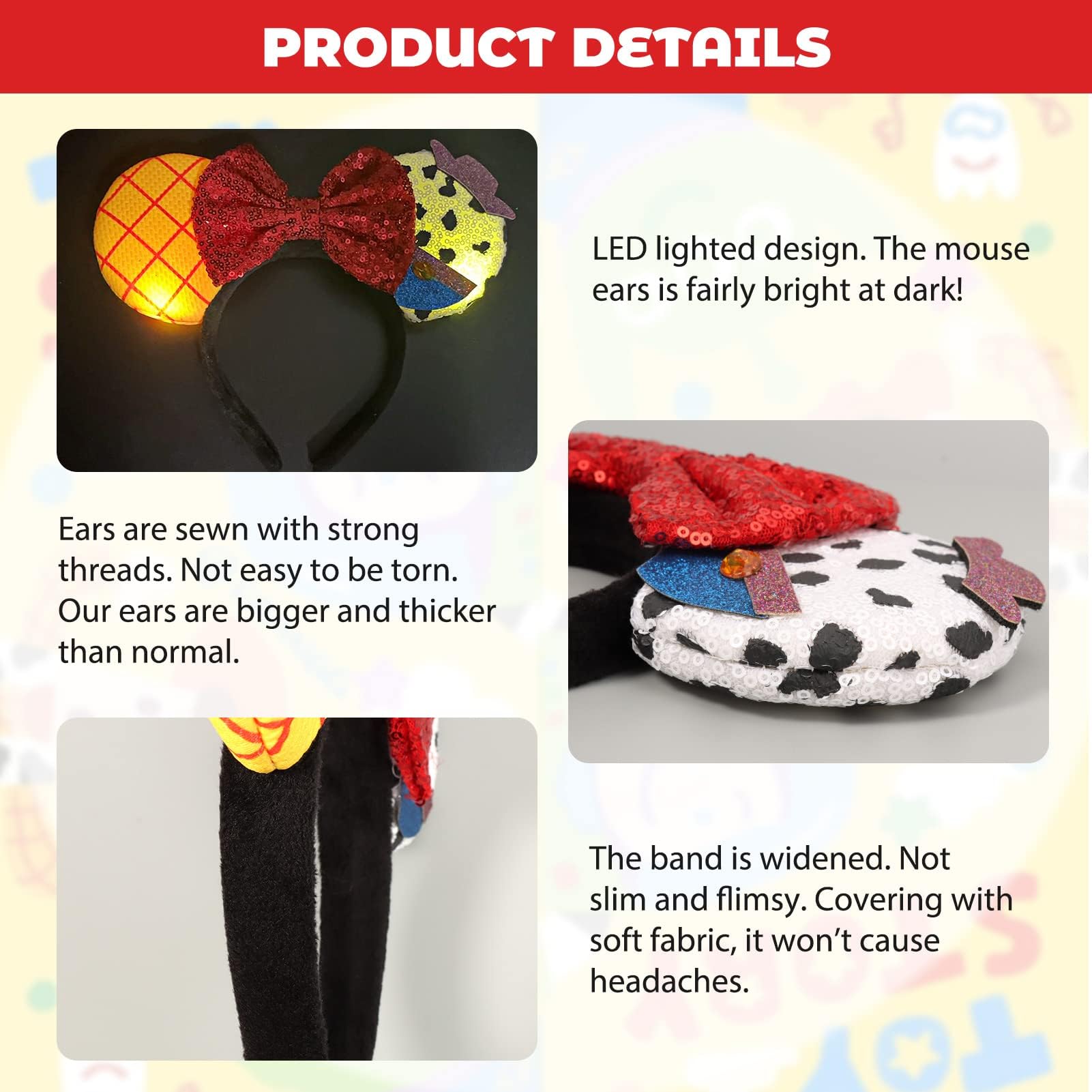 Kids Girls Blue Yellow Mickey Mouse Costume Hair Headband for Cosplay Amazon.com: RAZKO Mouse Ears Headband, Blue Birthday  main image 2