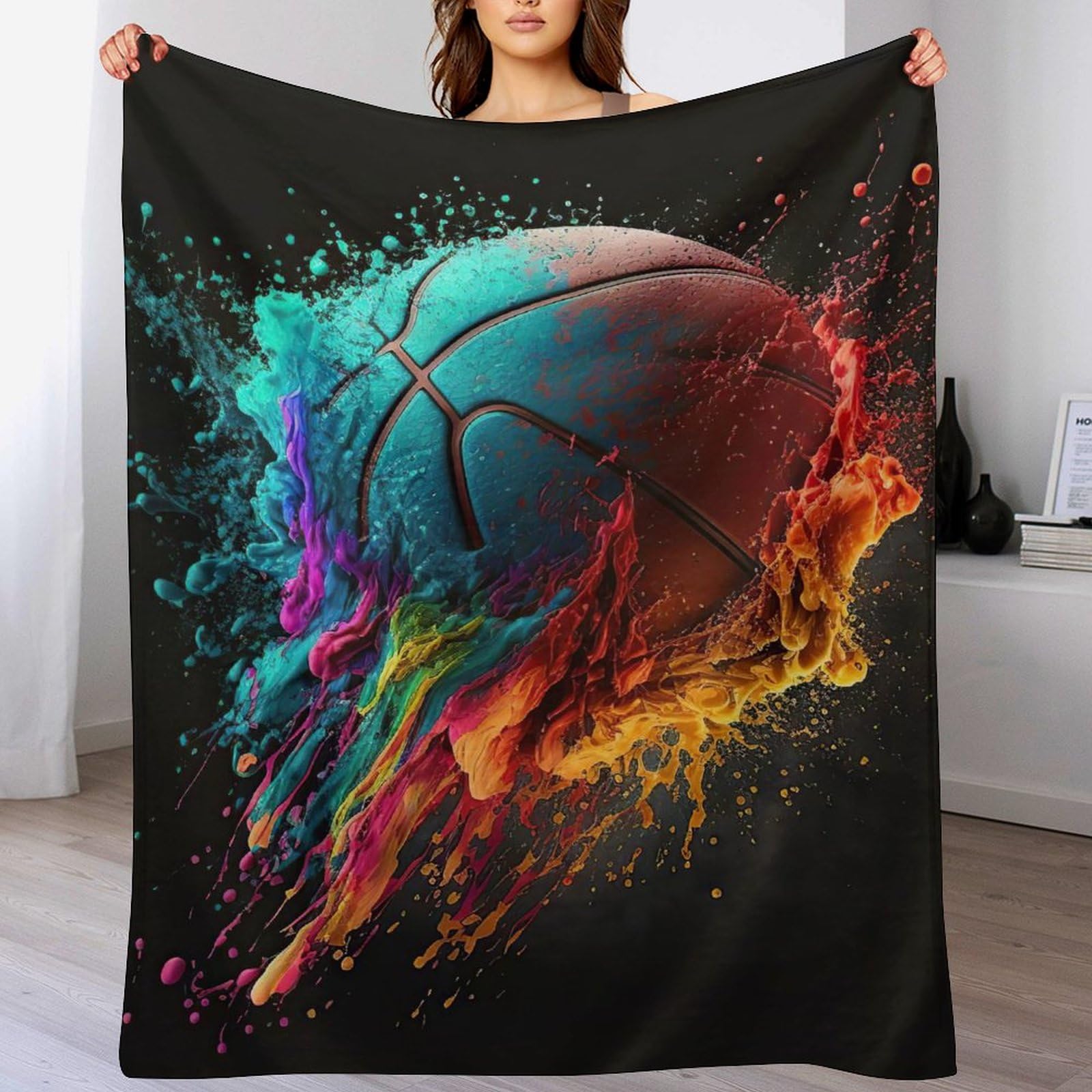 Plaid sport basket-ball en flanelle idée cadeau ado et adulte