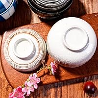 Vista 4 de Tazón de sopa con tapa, tazón de microondas de 7.7 onzas con tapa, tazón japonés pequeño para sopa (blanco)