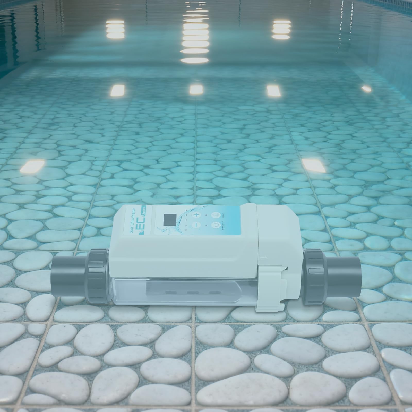 Système d'eau salée pour piscine - 8 g/h - Blanc - Avec auto-nettoyage - Peu encombrant - Pour jusqu'à 50 m³ - Réglage intelligent - Prise UE