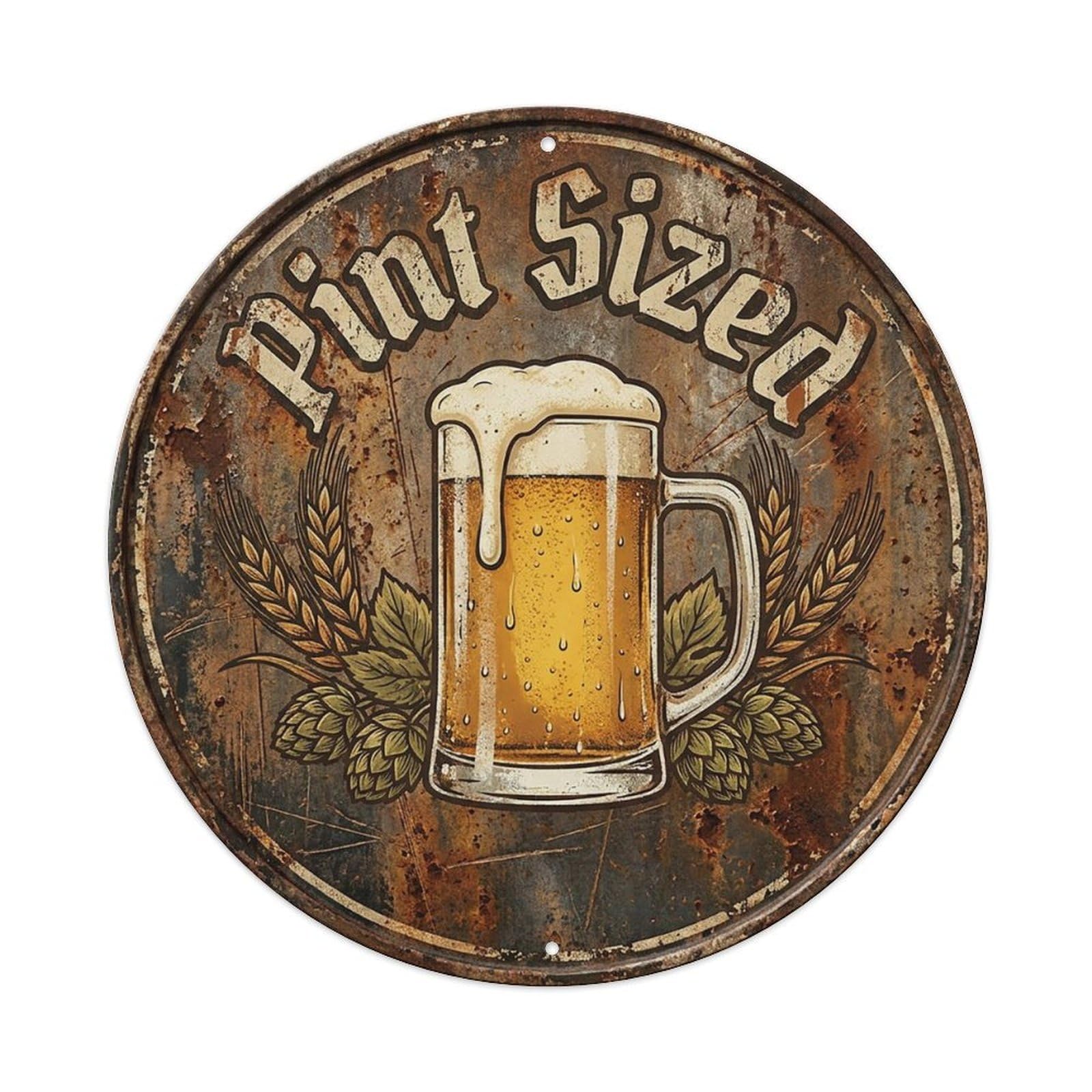 Vintage Beer Barware Pint Sized Retro Bar for Pub Vintage Metal Tin Sign Plaque Wall Decor for Cafe, Club Bar, Office, Garden Metal Poster 8x8Inch