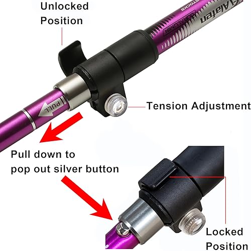 Miniatura 9 de Aluminio plegable ultraligero viaje trekking senderismo poste para hombres y mujeres