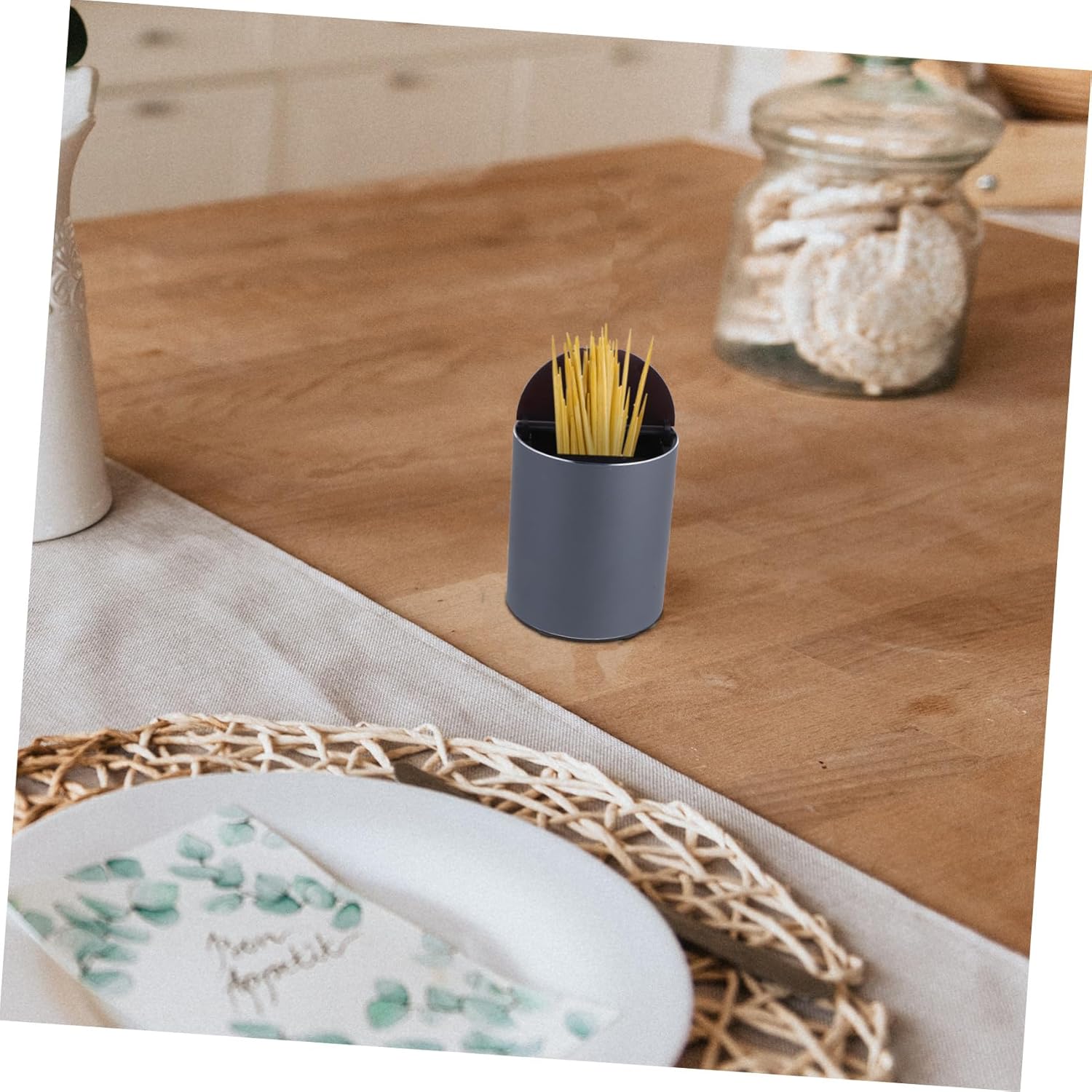 自動感応式まようじホルダー 磨砂灰 家 レストラン ホテル用 携帯便利 清潔密閉カバー付き 長持ち設計