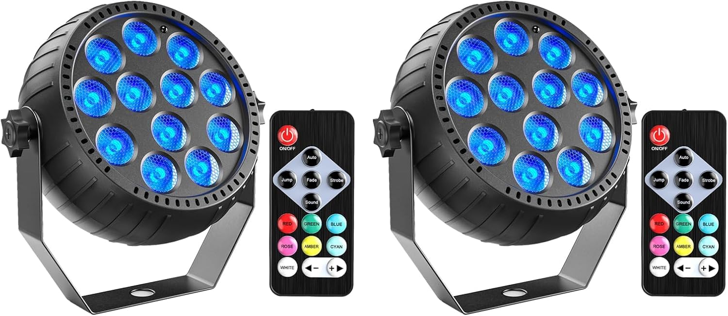 Par LED RGB Ricaricabile Illuminazione Palco, 12 LED Batteria Luce di Scena con Telecomando per Party Bar Stage DJ