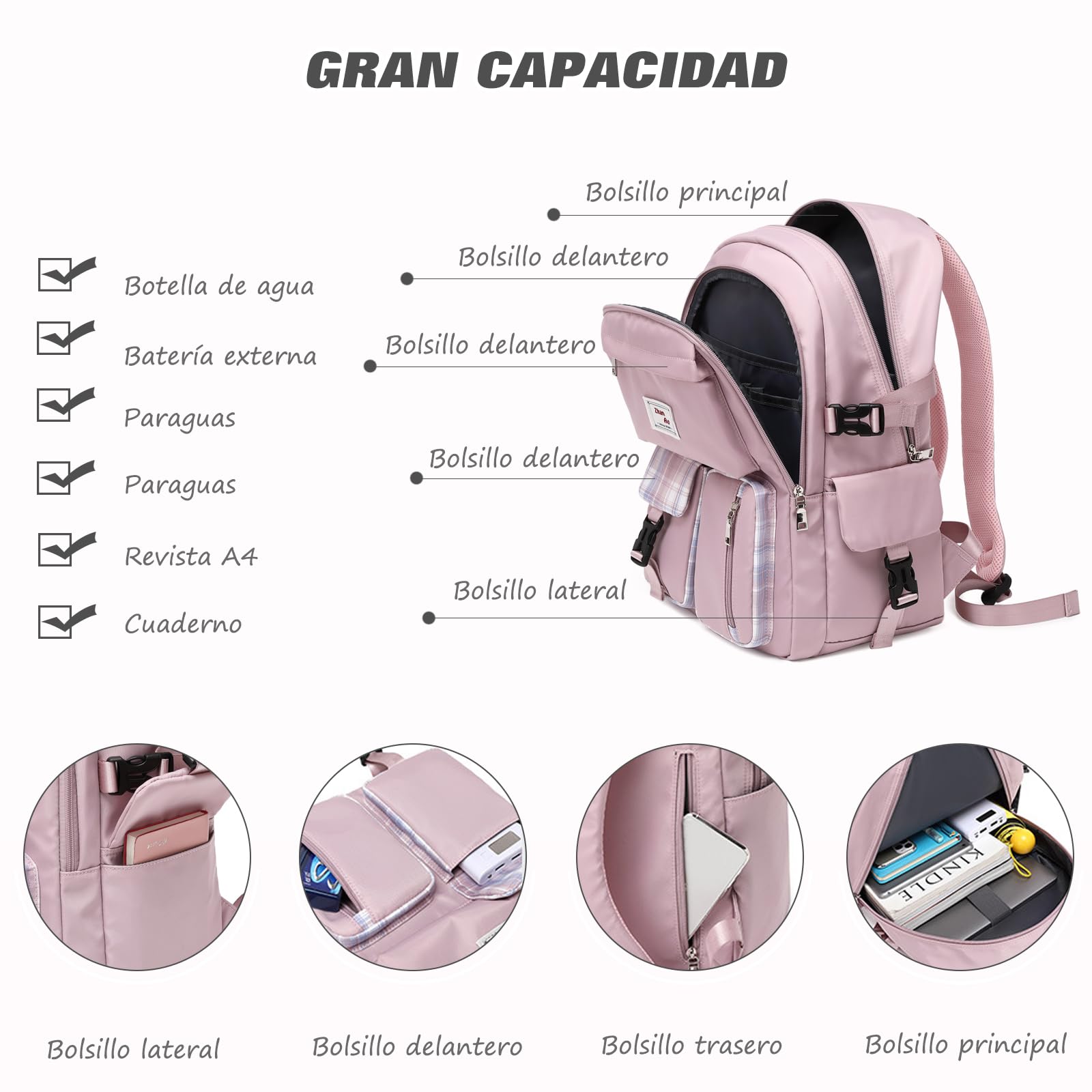 FANDARE Mochilas Tipo Casual Mochilas Escolares para Portatil 15.6 Pulgadas Chico Niñas Bolsas Escolares Mochila Universidad Daypacks Adolescentes Viaje Impermeable Poliéster