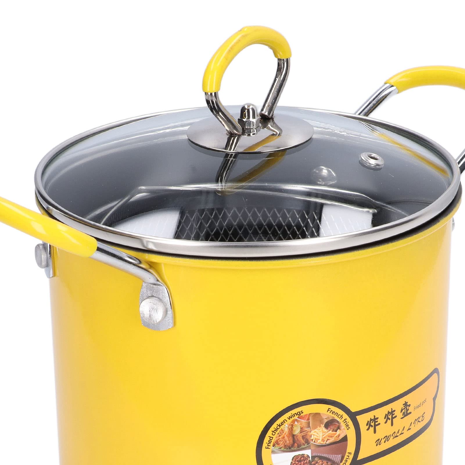 Panier à friteuse 3 L, poêle à frire en acier inoxydable, mini poêle à frire japonaise en acier inoxydable avec couvercle de filtre à huile pour la cuisine à domicile