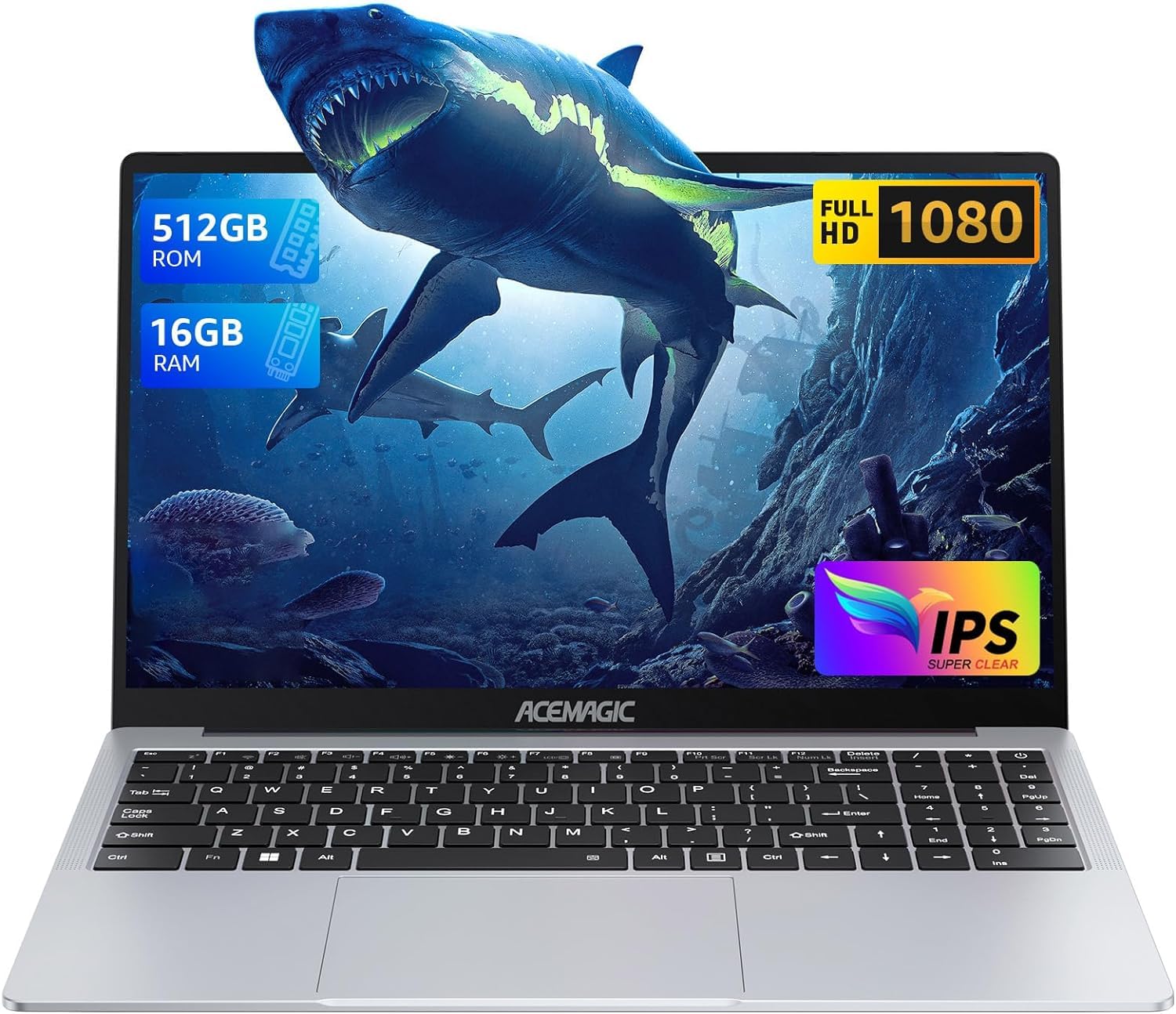 ACEMAGIC PC Portatile 16GB DDR4 RAM 512GB SSD,Alder Lake-N N95【Battere N100/N5095,Fino a 3.4Ghz】 Notebook,15.6" Full HD Computer portatile 2.4G/5G WiFi,BT5.0,Type_C, USB3.2,HDMI Ufficio