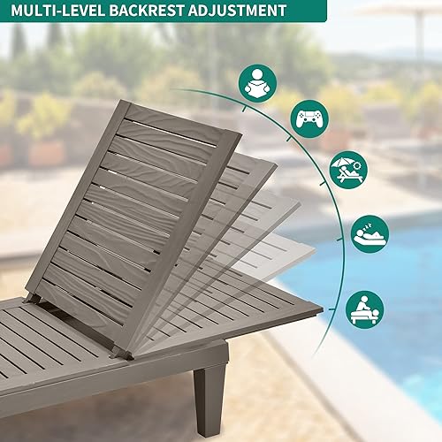Vista 36 de YITAHOME Tumbonas para exteriores con respaldo ajustable, tumbonas multifuncionales para patio, fáciles de montar y ligeras, tumbonas impermeables
