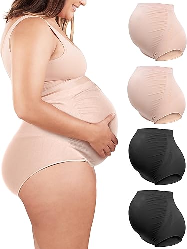 Rnxrbb M-5XL Ropa interior de maternidad Shapewear sobre Bump Plus Size Seamless Support Maternidad Bragas Ropa de Talle Alto