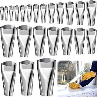 Hotop 23 Pieces Caulking Finisher Kit Caulk Nozzle Applicator Stainless Steel Sealant Finishing Tool Caulk Nozzle Finisher Kit for Kitchen Bathroom Window, 23 Sizes