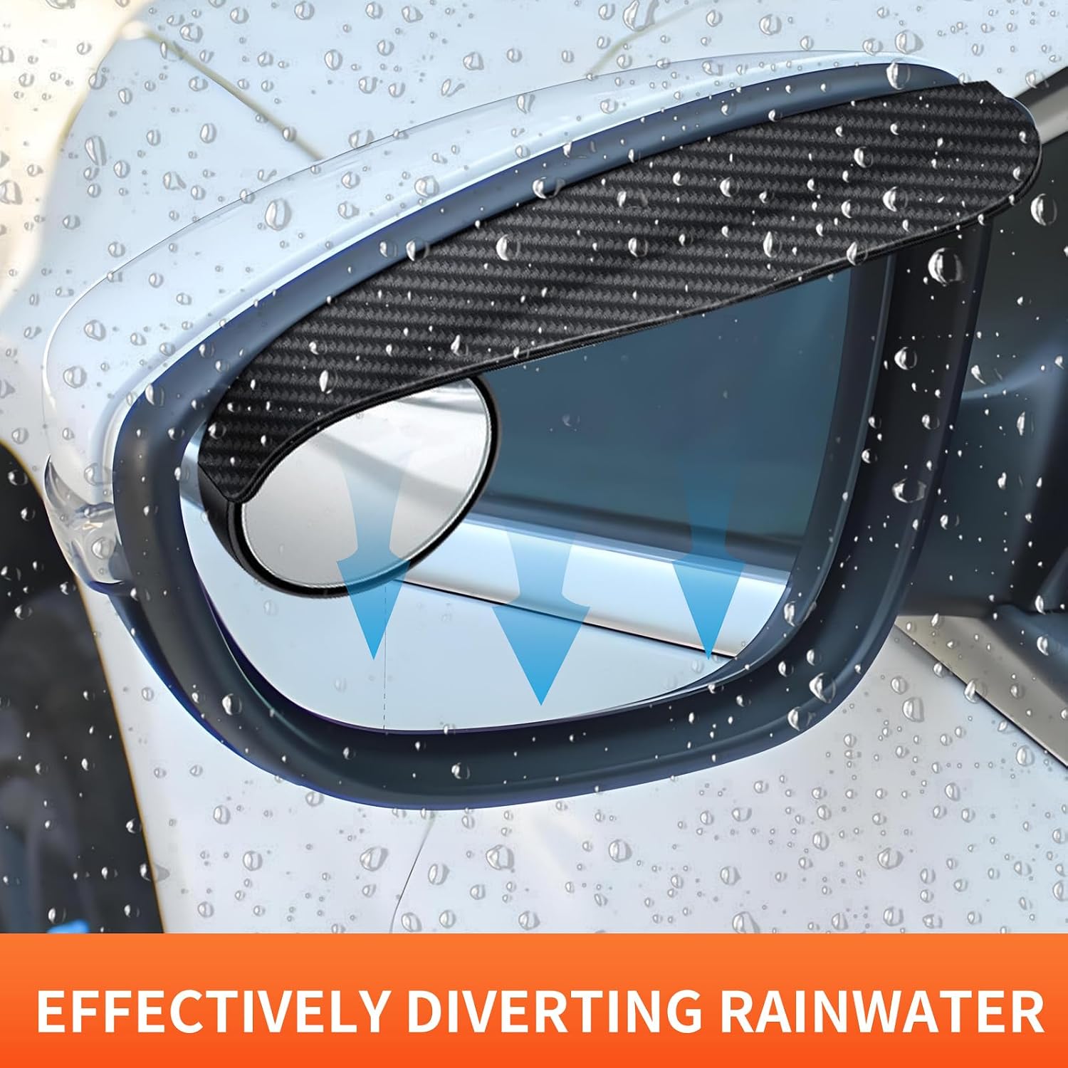 Car Rearview Blind Spot Mirror Rain Eyebrow Integrated,2 Pcs Waterproof Abs Glass Vehicle Rain Eyebrow, Universal Automotive Exterior Accessories (Black)