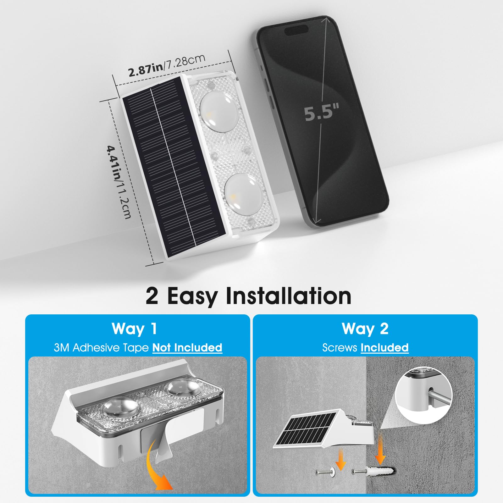 VOLISUN 8 Stück Solar Zaunleuchten für den Außenbereich, 9 Farbmodi und RGB Solar Gartenleuchten, wasserdicht IP65, helle Zaun-Solarleuchten für Garten, Hinterhof, Zaun, Deck (Weiße)