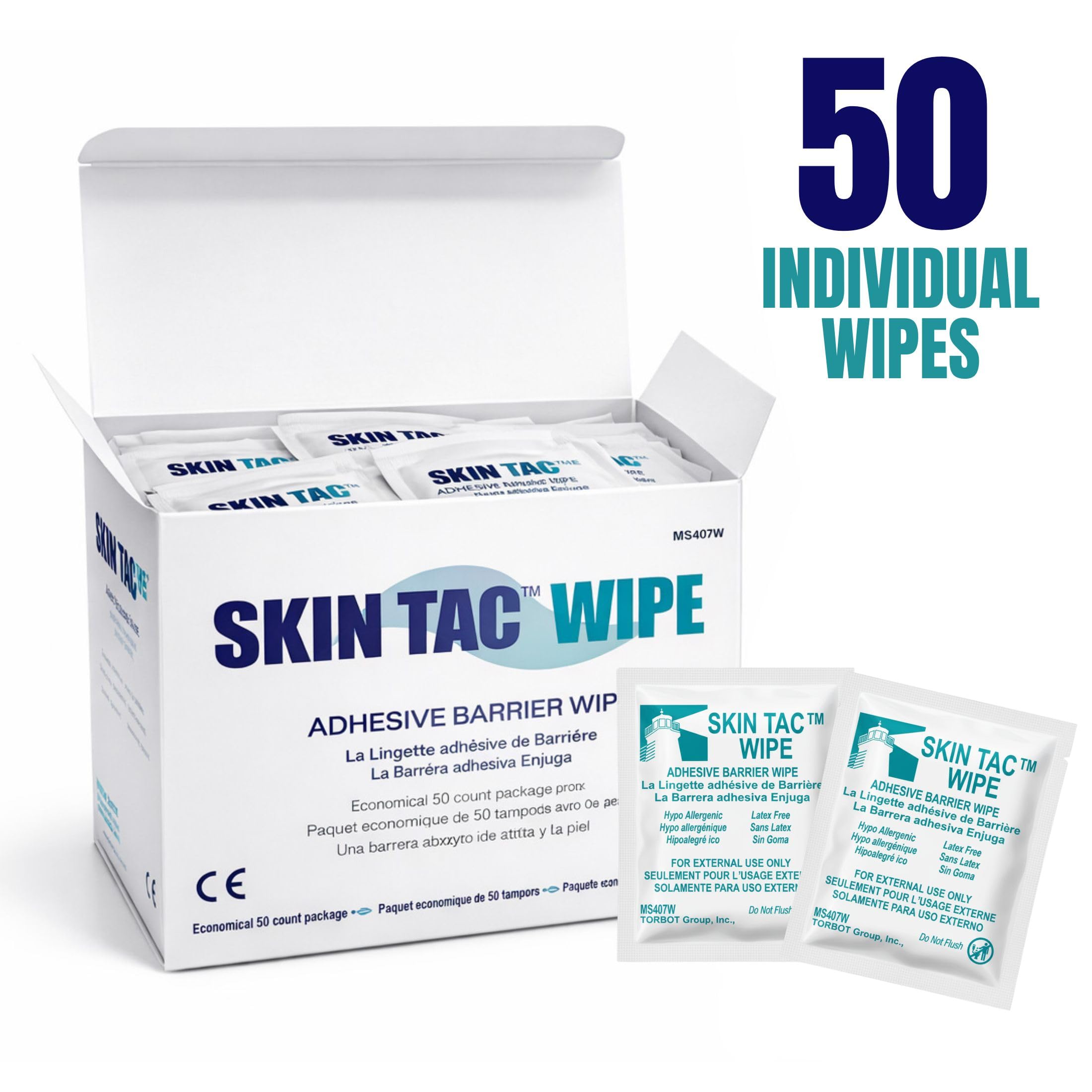 Skin-Tac TM - Salviette adesive per barriere, confezione da 2, 50 pezzi