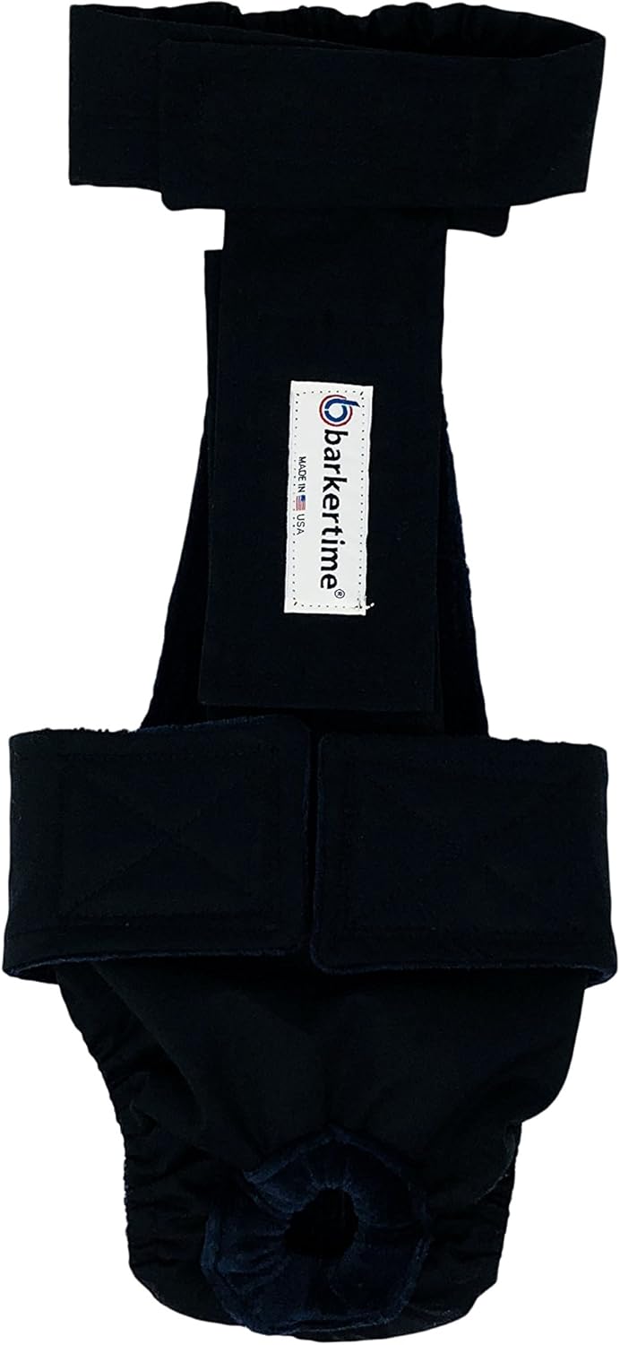 Midnight Black Mystique Dog Diaper Overall, L, Without Tail Hole - Made in USA