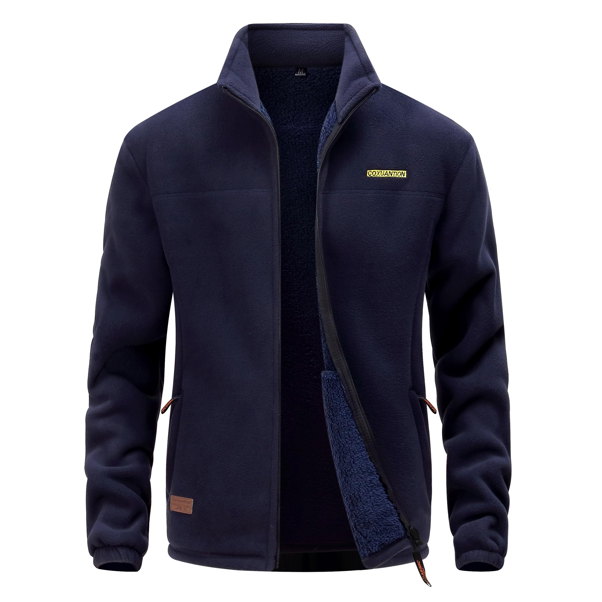 Giacca in Pile invernale Uomo con Cerniera Stand-up Collare Giacche All'aperto Caldo Casual Sport Giacca Con Multitasche Escursionismo Cappotto maniche lunghe
