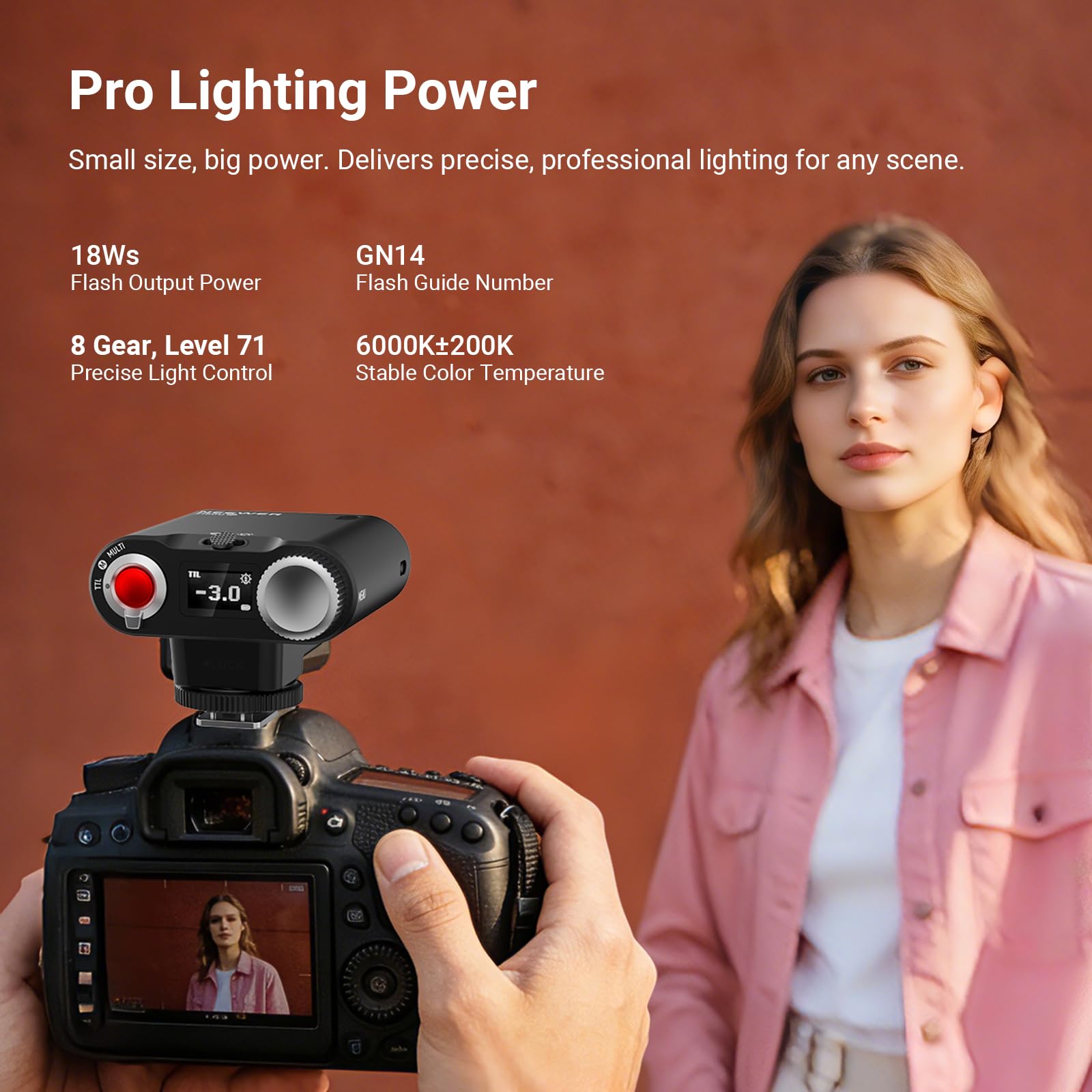 NEEWER Z160U-S lampa błyskowa Speedlite kompatybilna z Sony, kompatybilna z Godox, 18Ws GN14 6000K TTL 1/8000 HSS lampa błyskowa z USB C 1100 mAh bateria 1,4 s recykling 1100 błysków pełnej mocy