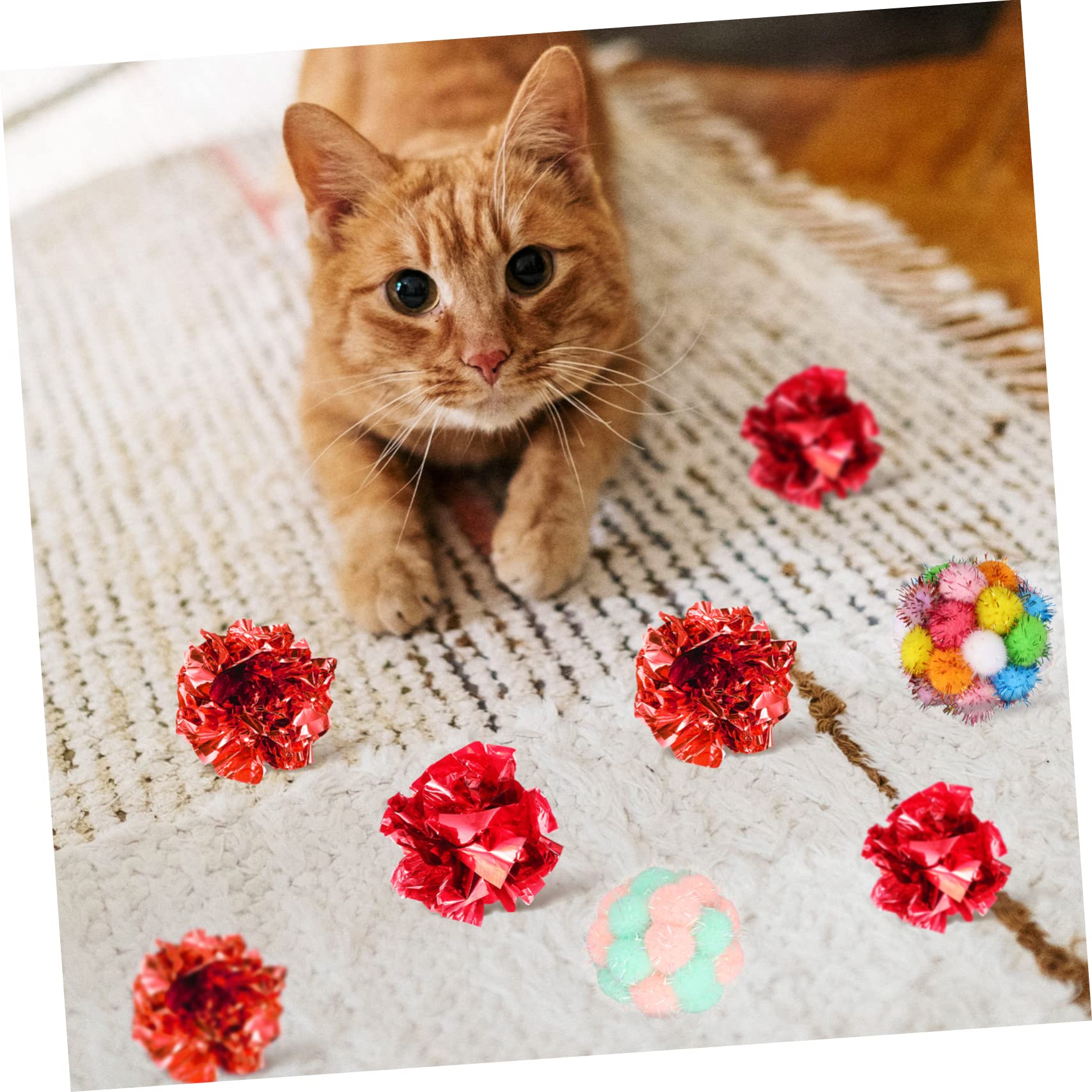 Kisangel 125piezas Gatos Bolas De Peluche con Sonido y Crinkle Interactivos Gatitos y Gatos Diversión y Ejercicio Casa