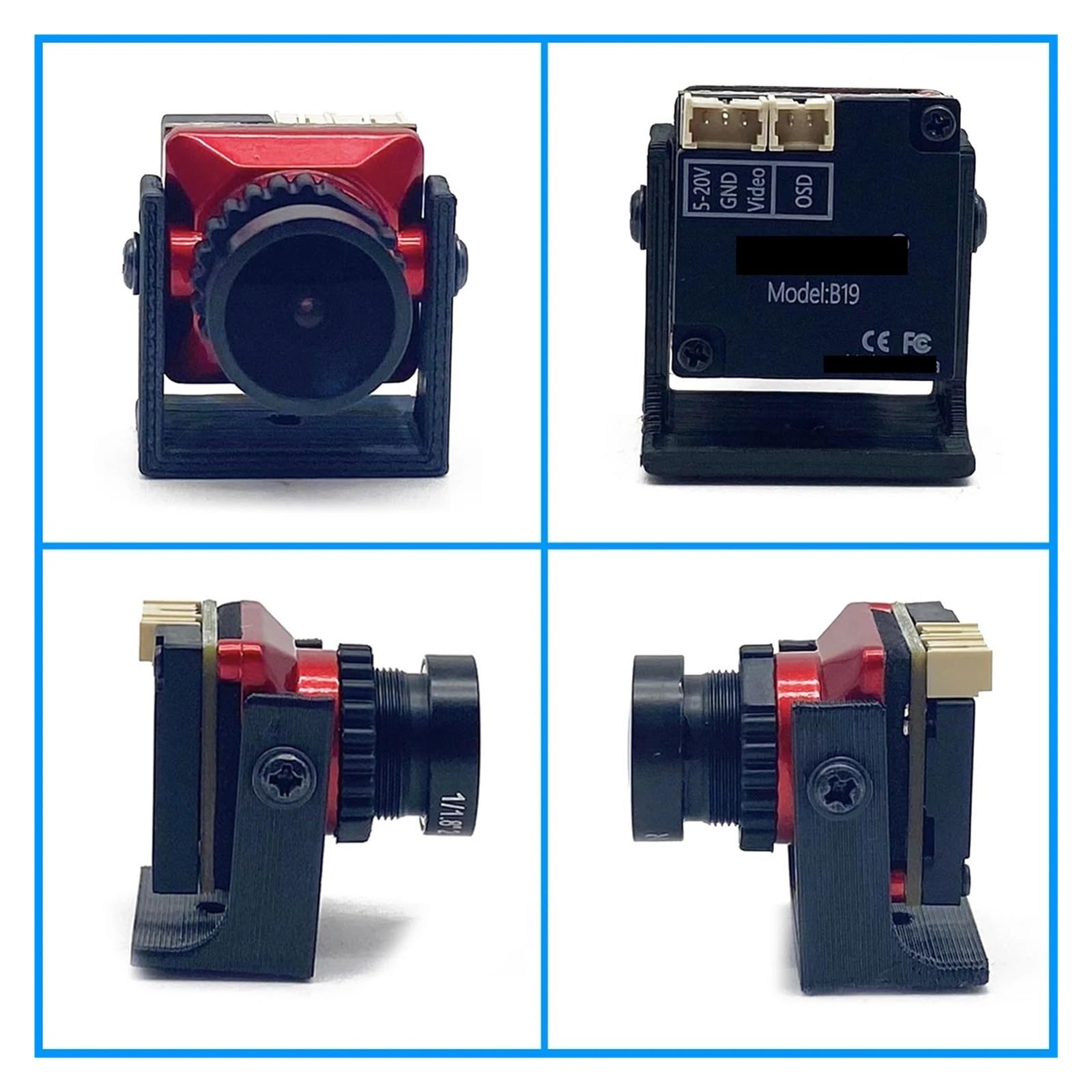 Trasmettitore wireless FPV 5.8G 2W a lungo raggio 2000MW 48CH Video AV analogico VTX e fotocamera CMOS 1500TVL da 2,1 mm for parti di aerei RC