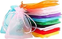 Meowoo 100 Pack 3x4in Organza Drawstring Bags Mixed Colors - Small Mesh Pouches for Jewelry, Candy, Gifts, Weddings & Party Favors