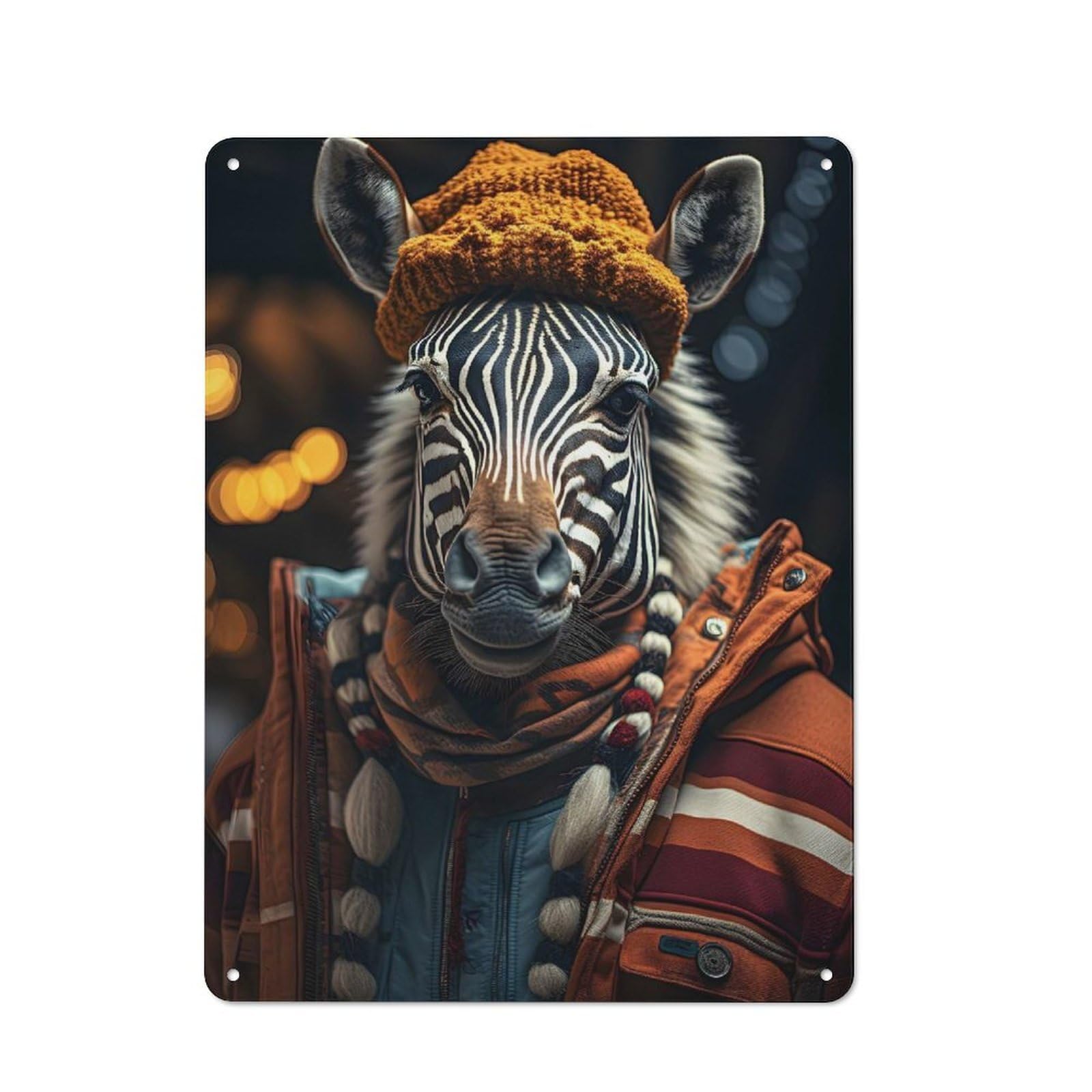 Junmoney Zebras Striped Cheer 40X30cm Rustic Metal Sign With For Hobby Room Or Studio, Metal Sign Decor For Hobby Rooms And Studios