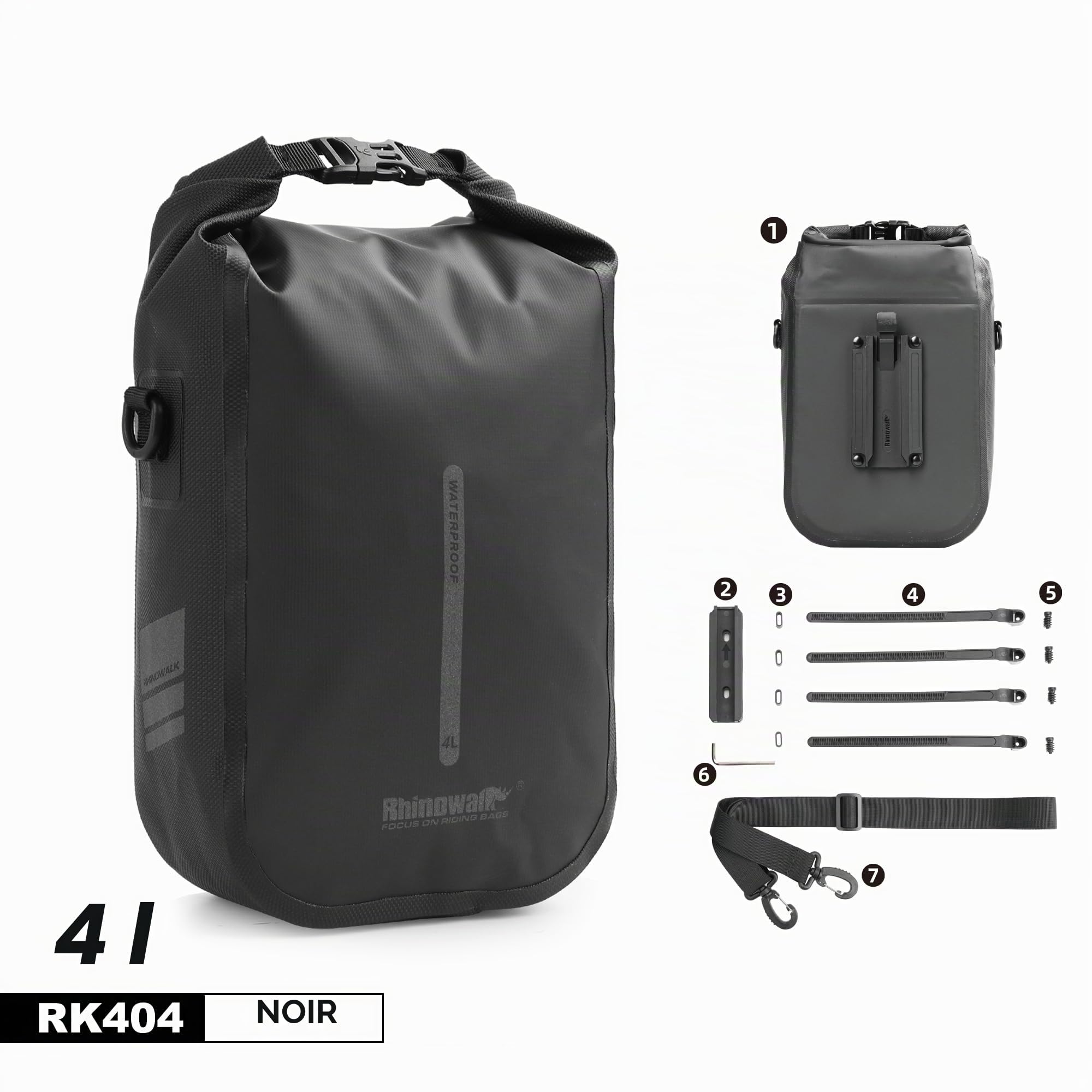 Rhinowalk Sac étanche pour Fourche Avant de vélo 4–6 L - Sac Sec à libération Rapide pour vélo