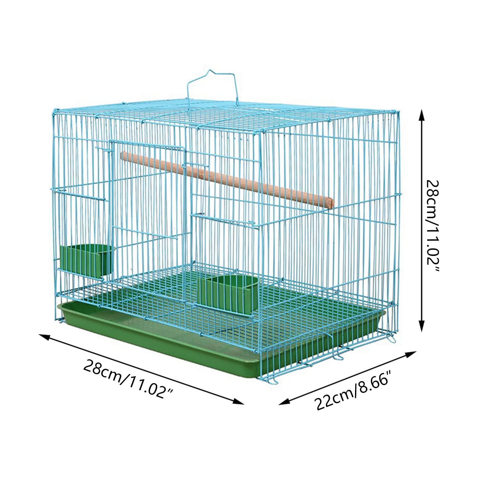 Petite cage rectangulaire en fil de fer pour petits oiseaux et canaris Rekord équipée d'un lit à oiseaux pour cage