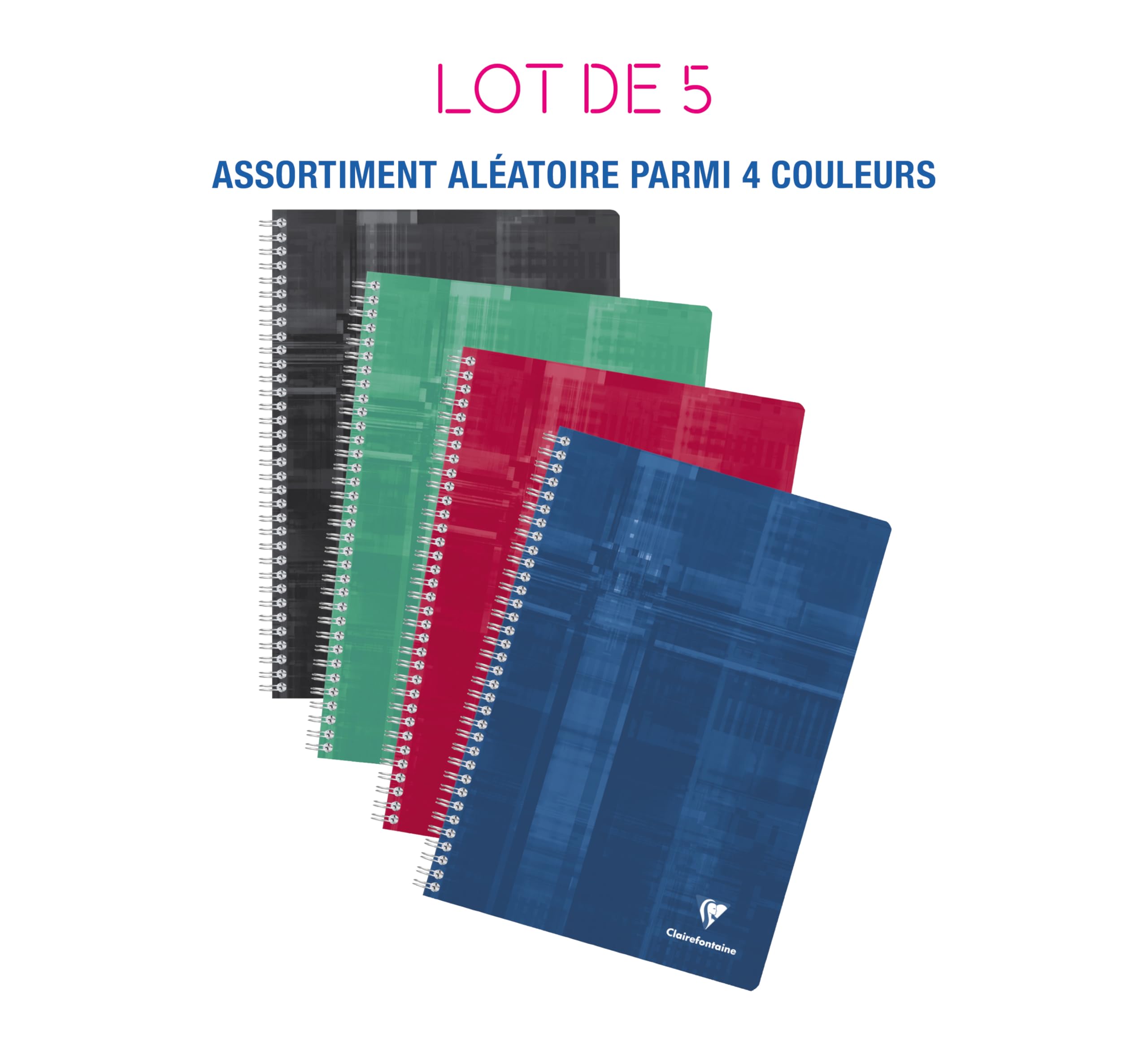 Clairefontaine 8172Cpack zeszyty spiralne x5 A4 21x29,7 cm w kratkę